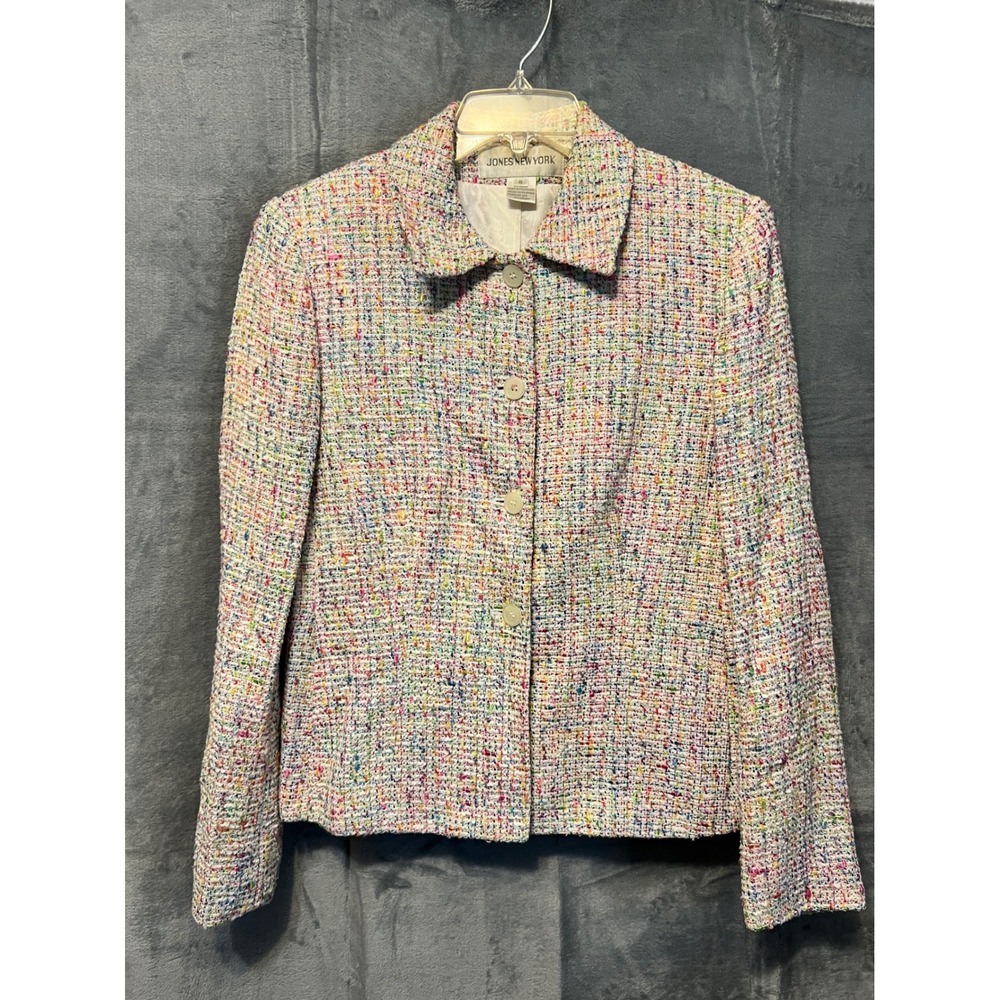 Jones New York Tweed Blazer‎ Colorful Career Jacket Business Casual Size 8